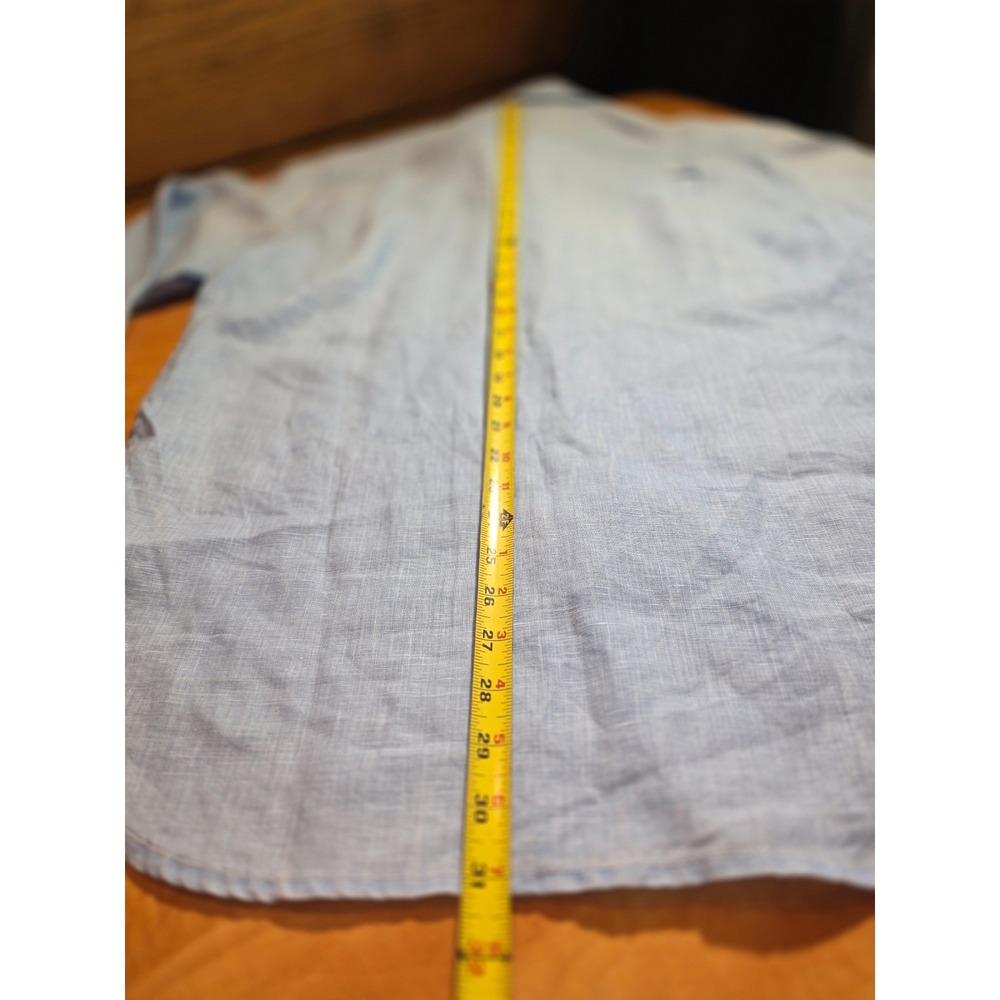 Tommy Bahama Relax Mens Medium Light Blue 100% Linen Long Sleeve Button Up Shirt - Picture 3 of 5